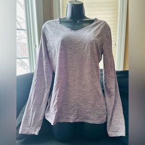 Icebreaker women's 100% merino wool v-neck-heathered lavender-floral graphic